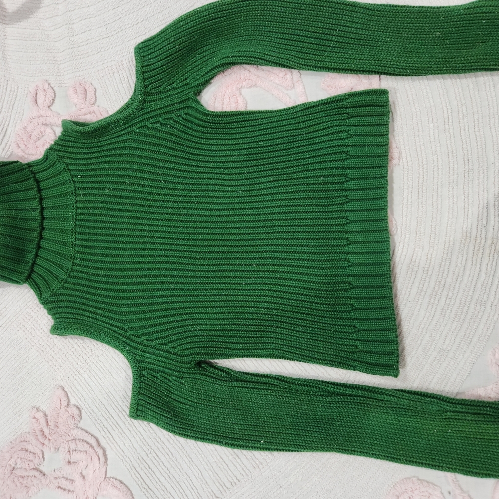 Bardot's Green Turtleneck and Cold Shoulder Sweater - Picture 3 of 8